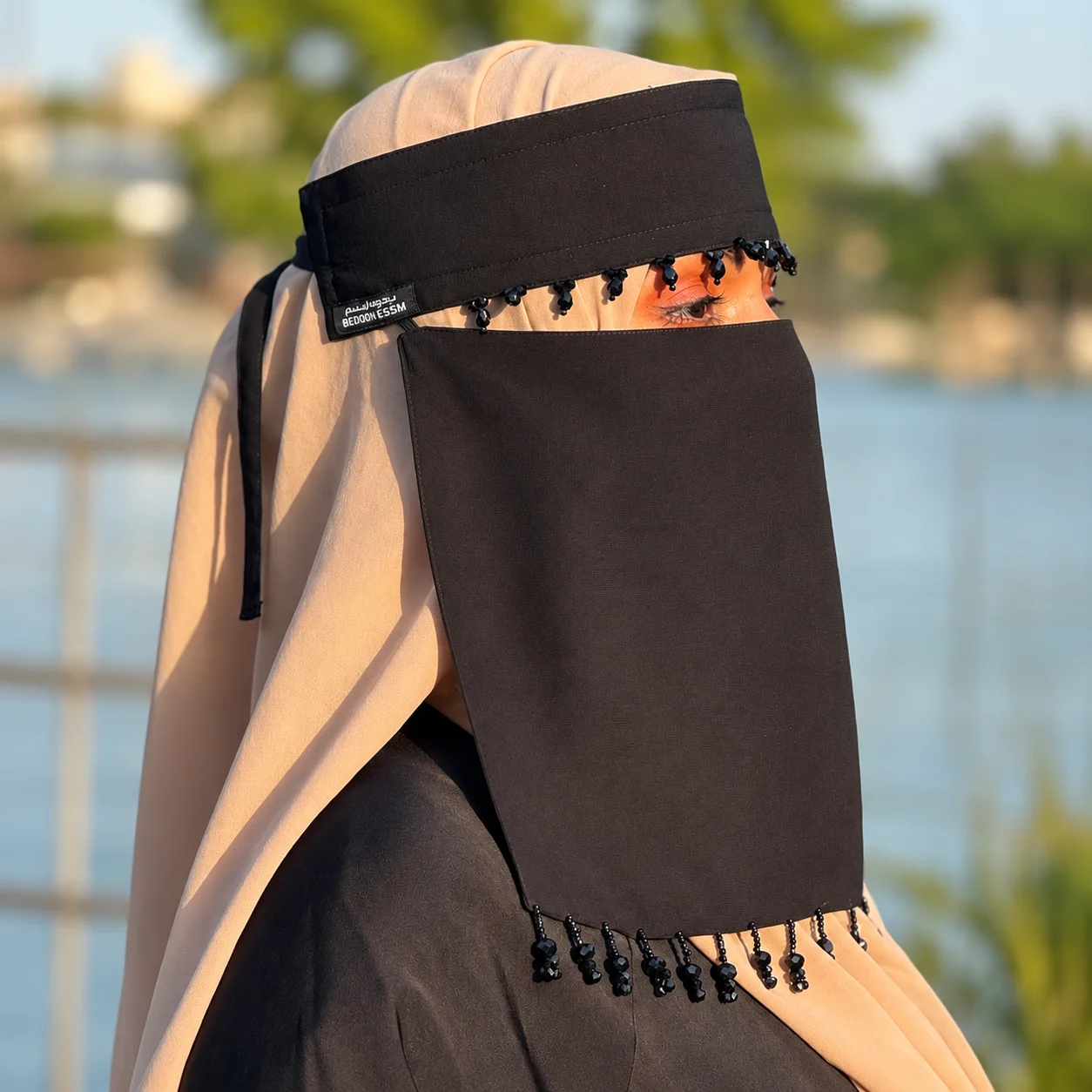HAYAMIRA Desert Pearl Tassel Luxury Naqab – Beige & Black Edition - Image 3 - DREAM Attitude
